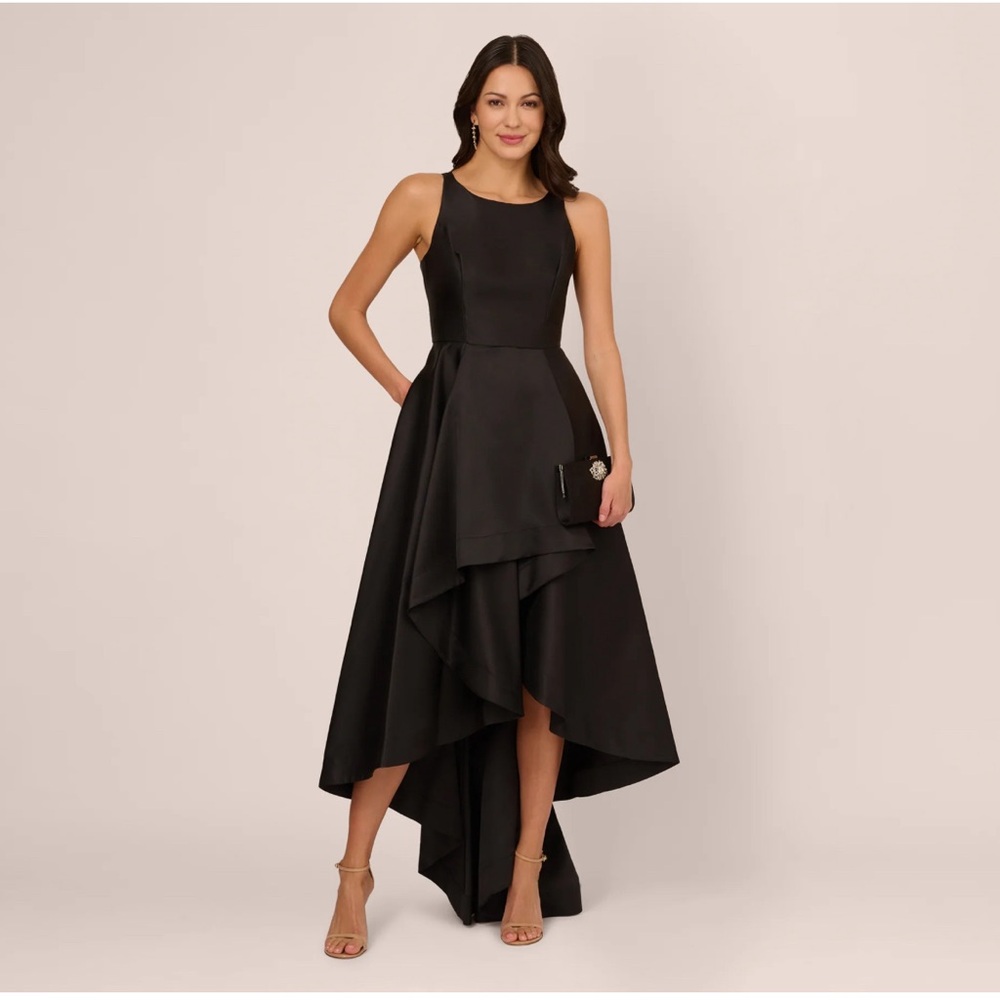 Adrianna Papell Black High Low Evening Gown